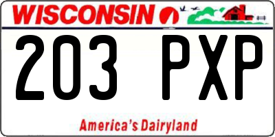 WI license plate 203PXP