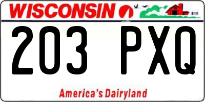 WI license plate 203PXQ