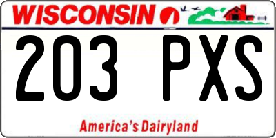WI license plate 203PXS