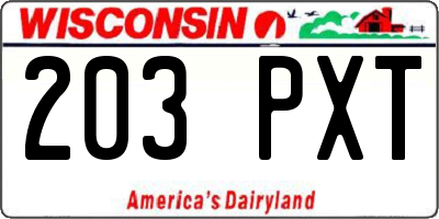 WI license plate 203PXT