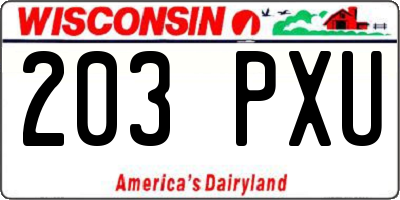WI license plate 203PXU