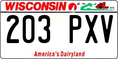 WI license plate 203PXV