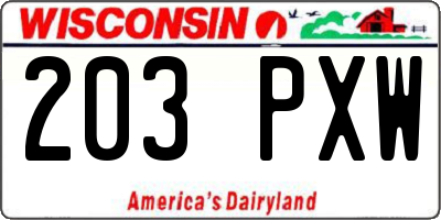 WI license plate 203PXW
