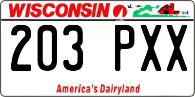 WI license plate 203PXX