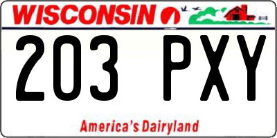WI license plate 203PXY