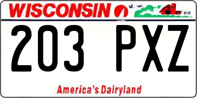 WI license plate 203PXZ