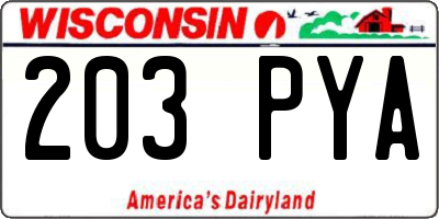 WI license plate 203PYA