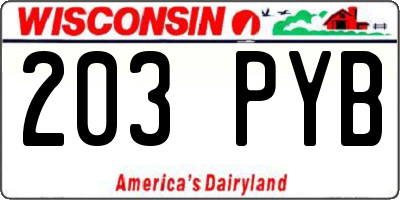 WI license plate 203PYB