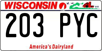 WI license plate 203PYC