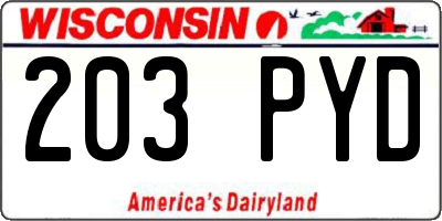 WI license plate 203PYD
