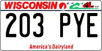 WI license plate 203PYE