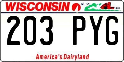 WI license plate 203PYG