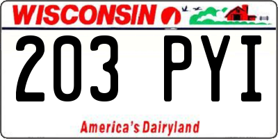 WI license plate 203PYI