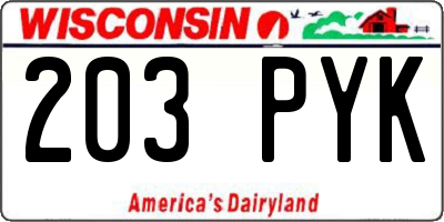 WI license plate 203PYK