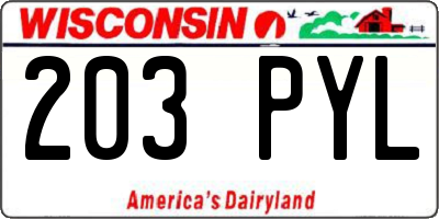 WI license plate 203PYL
