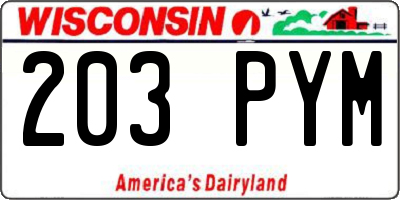 WI license plate 203PYM