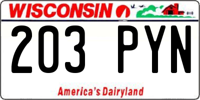 WI license plate 203PYN