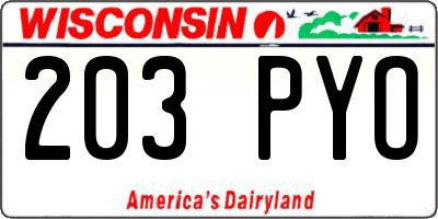 WI license plate 203PYO