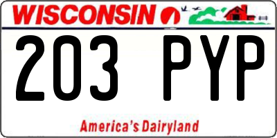 WI license plate 203PYP