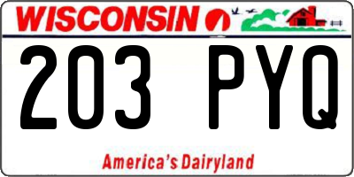 WI license plate 203PYQ