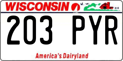 WI license plate 203PYR