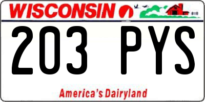 WI license plate 203PYS