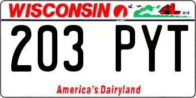 WI license plate 203PYT