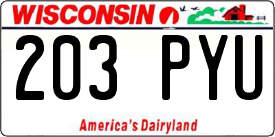 WI license plate 203PYU