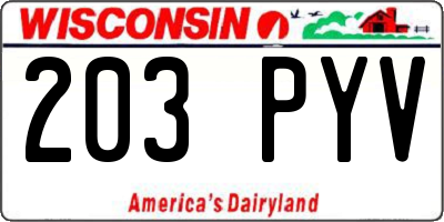 WI license plate 203PYV
