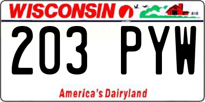 WI license plate 203PYW