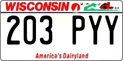 WI license plate 203PYY