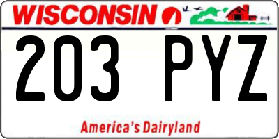 WI license plate 203PYZ