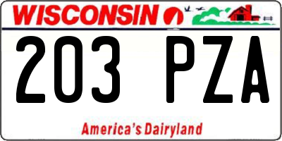 WI license plate 203PZA