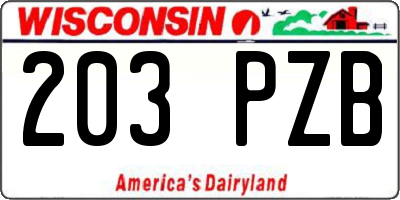 WI license plate 203PZB