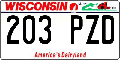WI license plate 203PZD