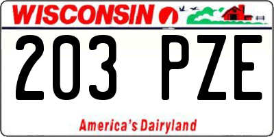 WI license plate 203PZE