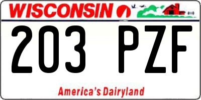 WI license plate 203PZF