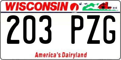 WI license plate 203PZG