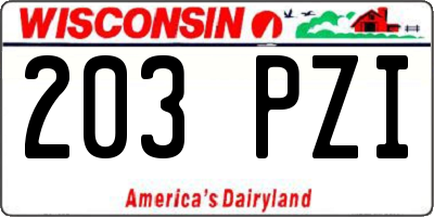 WI license plate 203PZI