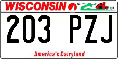 WI license plate 203PZJ