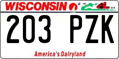 WI license plate 203PZK