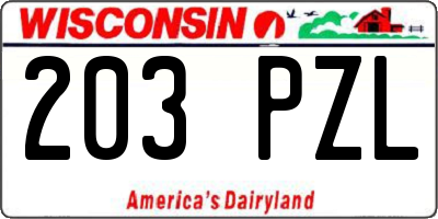 WI license plate 203PZL