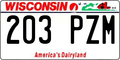 WI license plate 203PZM