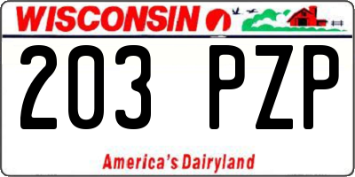 WI license plate 203PZP