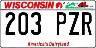 WI license plate 203PZR