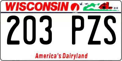 WI license plate 203PZS