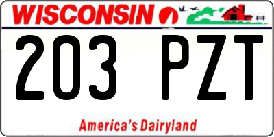WI license plate 203PZT