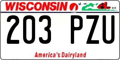 WI license plate 203PZU