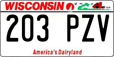 WI license plate 203PZV
