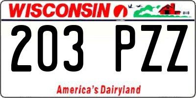 WI license plate 203PZZ